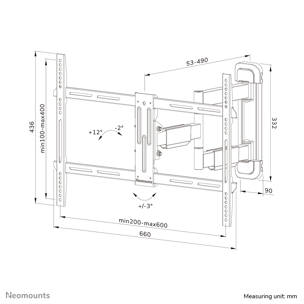 Neomounts WL40-550BL16 Supporto TV a parete 40-65" - mobilità completa - montaggio facile